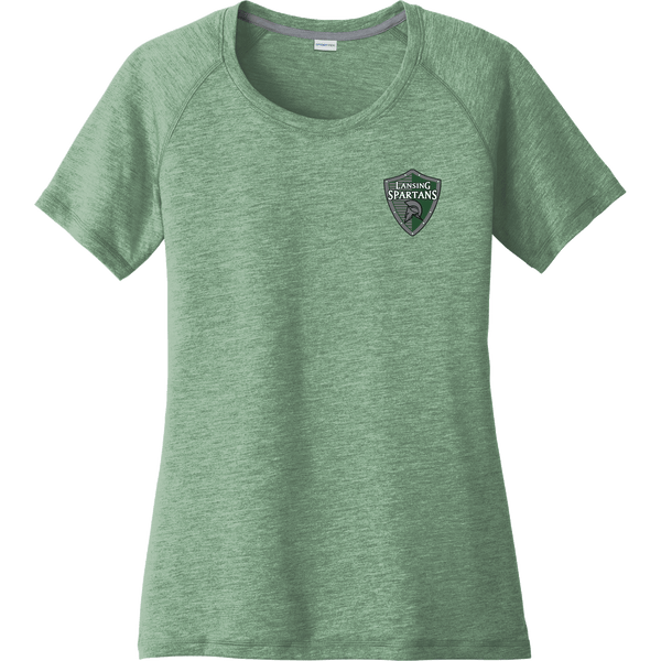 Lansing Spartans Ladies PosiCharge Tri-Blend Wicking Scoop Neck Raglan Tee