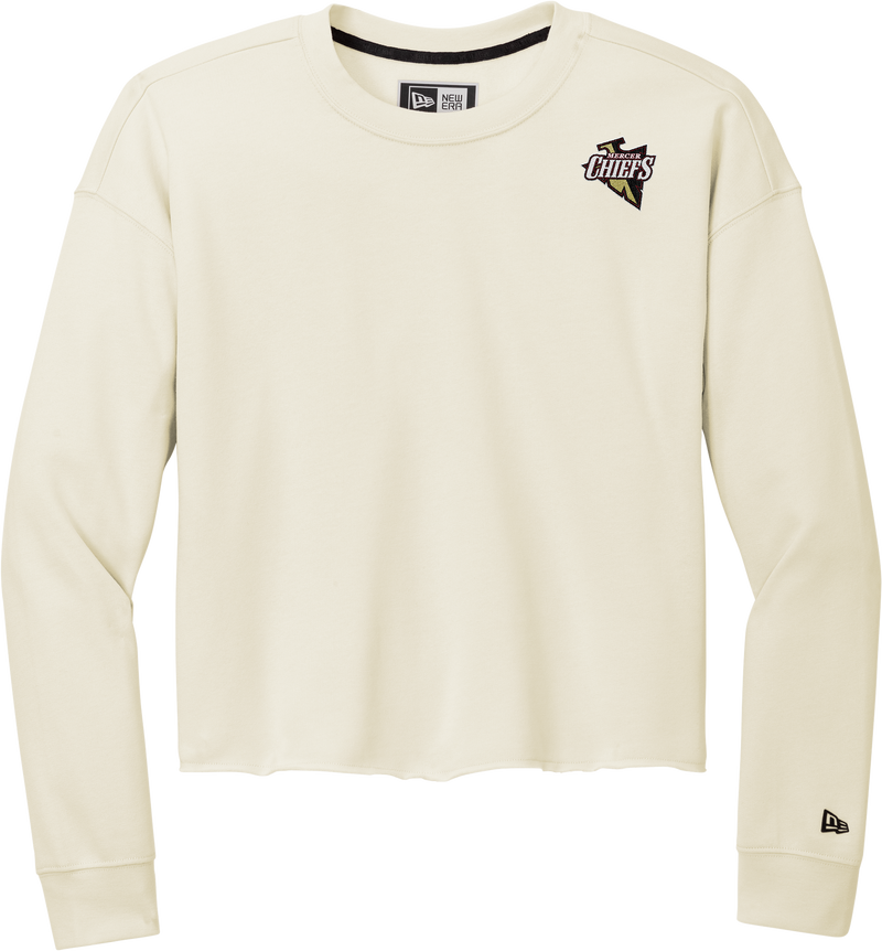 Mercer Chiefs New Era Ladies Tri-Blend Fleece Crop Crew