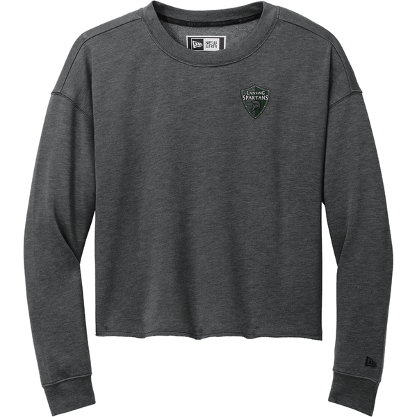 Lansing Spartans New Era Ladies Tri-Blend Fleece Crop Crew