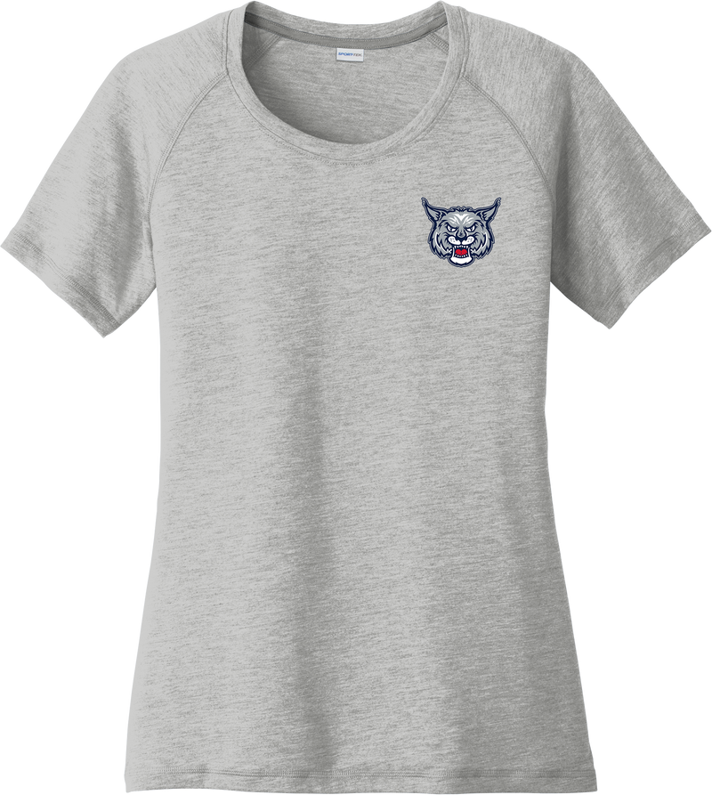 CT Bobcats Ladies PosiCharge Tri-Blend Wicking Scoop Neck Raglan Tee