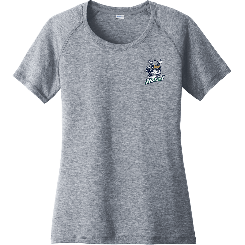 Hard Edge Hockey Ladies PosiCharge Tri-Blend Wicking Scoop Neck Raglan Tee